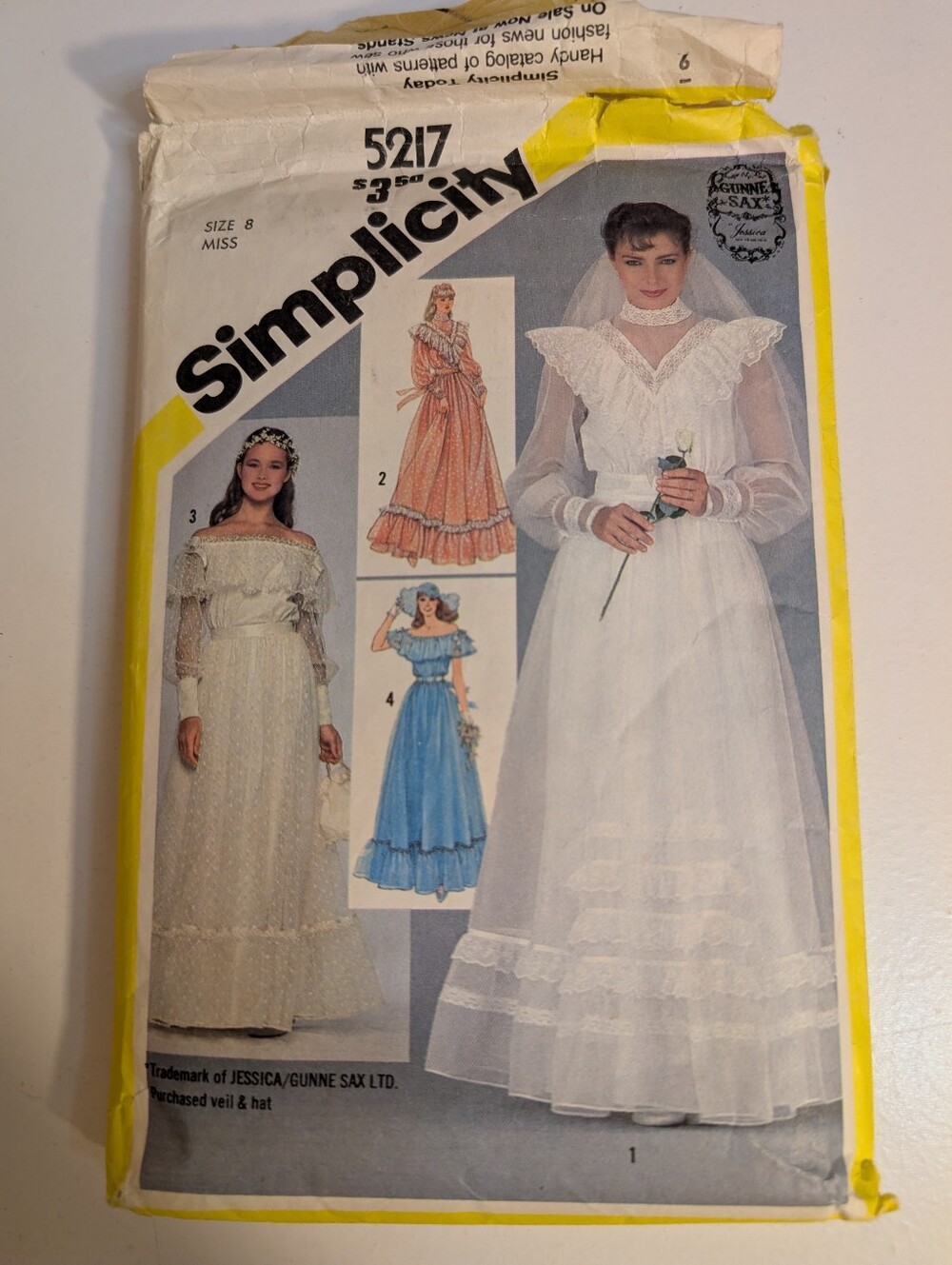 Vintage Gunne Sax Jessica Wedding Dress Pattern Size 8